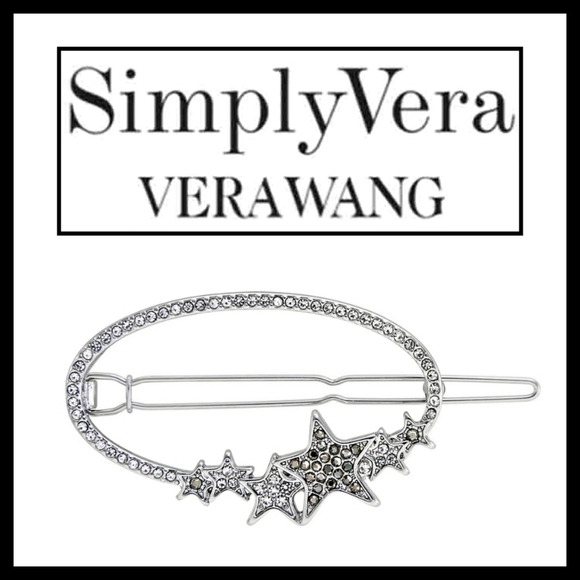 Simply Vera Vera Wang Crystal Star Cluster Hair Clip – Silver Oval | NWT - Picture 1 of 3